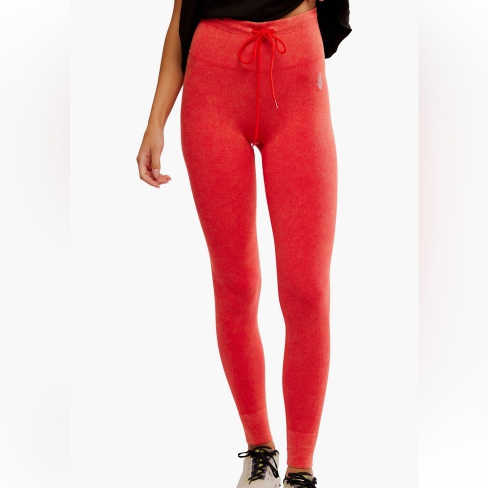 Free People Movement Mandarin Red Orange W/Drawstring Leggings Size M/L - Picture 2 of 11